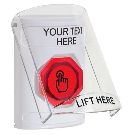 Safety Technology SS2326ZA-EN | White Indoor Only Flush Or Surface Momentary (Illuminated) With Red Lens Stopper Station
