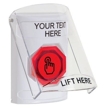 Safety Technology SS2327ZA-EN | White Indoor Only Flush Or Surface Weather Resistant Momentary (Illuminated) With Red Lens Stopper Station