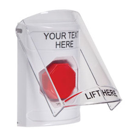 Safety Technology SS2329ZA-EN | White Indoor Only Flush-To-Reset (Illuminated) Stopper Station With Non-Returnable Custom Text Label English