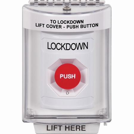 Safety Technology SS2331LD-EN | White Indoor/Outdoor Flush Turn-To-Reset Stopper Station With Lockdown Label English