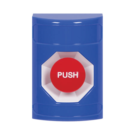 Safety Technology SS2404NT-EN | Blue No Cover Momentary Stopper Station With No Text Label English