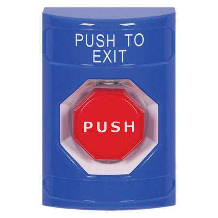 Safety Technology SS2408PX-EN | Blue No Cover Pneumatic (Illuminated) Stopper Station With Push To Exit Label English