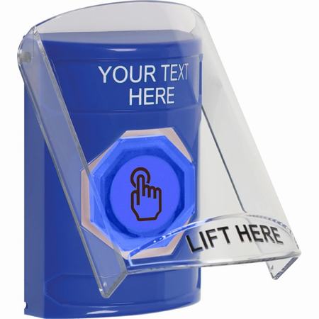 Safety Technology SS2426ZA-EN | Blue Indoor Only Flush Or Surface Momentary (Illuminated) With Blue Lens Stopper Station