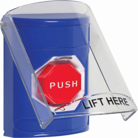 Safety Technology SS2429NT-EN | Blue Indoor Only Flush-To-Reset (Illuminated) Stopper Station With No Text Label English