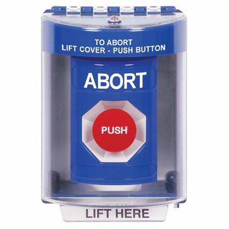 Safety Technology SS2474AB-EN | Blue Indoor/Outdoor Surface Momentary Stopper Station With Abort Label English