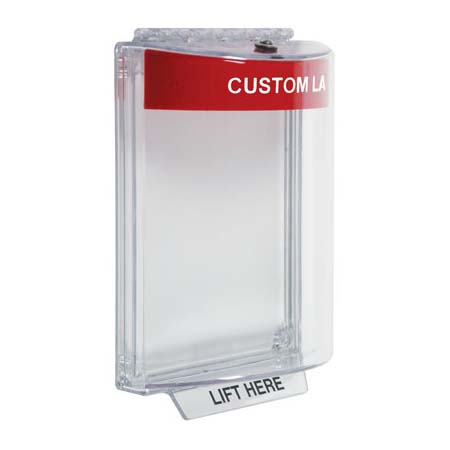 Safety Technology STI-13020C-R | Universal Stopper With Horn, Flush Mount, Custom Label - Red