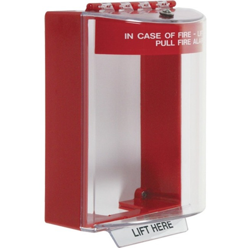Safety Technology STI-13210FR | Universal Stopper, Indoor/Outdoor, Dome Cover, Surface Mount, Polycarbonate, Red Fire Lable, Without Horn Housing