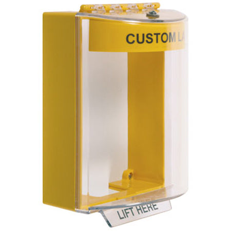 Safety Technology STI-13220C-Y | Universal Stopper Dome Cover Surface Mount And Hood With Horn - Custom Label - Yellow - Non-Returnable