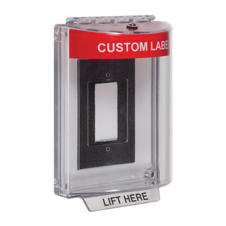 Safety Technology STI-13320C-R | Universal Stopper Dome Cover Enclosure Flush Back Box And Hood With Horn - Custom Label - Red - Non-Returnable