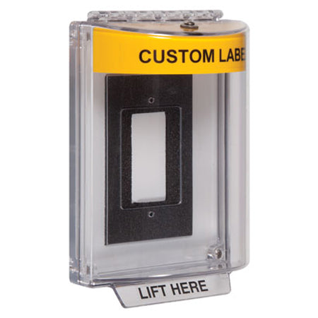 Safety Technology STI-13320C-Y | Universal Stopper Dome Cover Enclosure Flush Back Box And Hood With Horn - Custom Label - Yellow - Non-Returnable