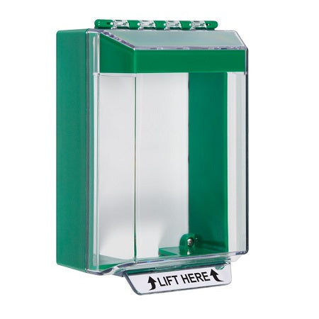 Safety Technology STI-14210N-G | Universal Stopper Low Profile Cover Surface Mount And Hood - No Label - Green