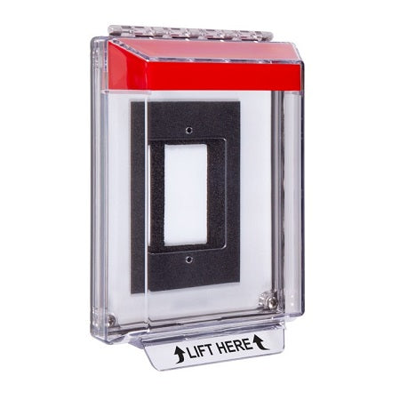 Safety Technology STI-14310NR | Universal Stopper Low Profile Cover Enclosure Flush Back Box And Hood - No Label - Red
