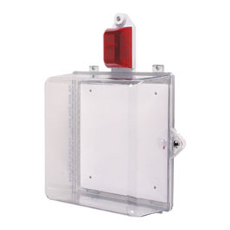 Safety Technology STI-7535 | Protective Cabinet With Siren/Strobe Alarm Thumb Lock - Clear