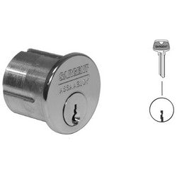 Sargent 41 32D LF 1-BIT | Mortise Cylinder Lock, 6-Pin, 1-1/8" Length Under Cylinder Head, LF Keyway, Satin Stainless Steel