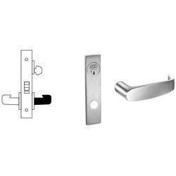 Sargent 8204 LE1L 26D RH LESS CYL | Mortise Door Lock, Right Hand, 1-3/4" Width x 7-5/8" Height LE-Cast Escutcheon, L-Lever, 2-3/4" Backset