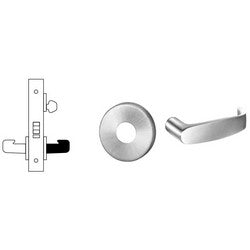 Sargent 8204 LNL 26D RH LESS CYL | Mortise Door Lock, Right Hand, 2" Diameter LN-Rose, L-Lever, 2-3/4" Backset