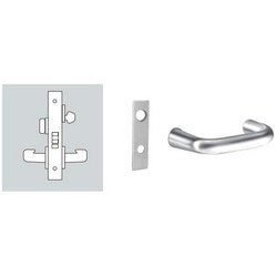 Sargent 8205 LW1J 26D RH LESS CYL | Mortise Door Lock, Right Hand, 2" Width x 8" Height Wrought Escutcheon, J-Lever, 2-3/4" Backset