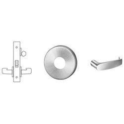 Sargent 8237 LNL 26D RH LESS CYL | Mortise Door Lock, Right Hand, 2" Diameter LN-Rose, L-Lever, 2-3/4" Backset