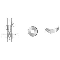 Sargent 8243 LNP 26D RH LESS CYL | Mortise Door Lock, Right Hand, 2" Diameter LN-Rose, P-Lever, 2-3/4" Backset
