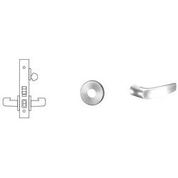 Sargent 8255 LNB 10B LH LESS CYL | Mortise Door Lock, Left Hand, 2" Diameter LN-Rose, B-Lever, 2-3/4" Backset