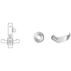 Sargent 8255 LNP 26D RH LESS CYL | Mortise Door Lock, Right Hand, 2" Diameter LN-Rose, P-Lever, 2-3/4" Backset