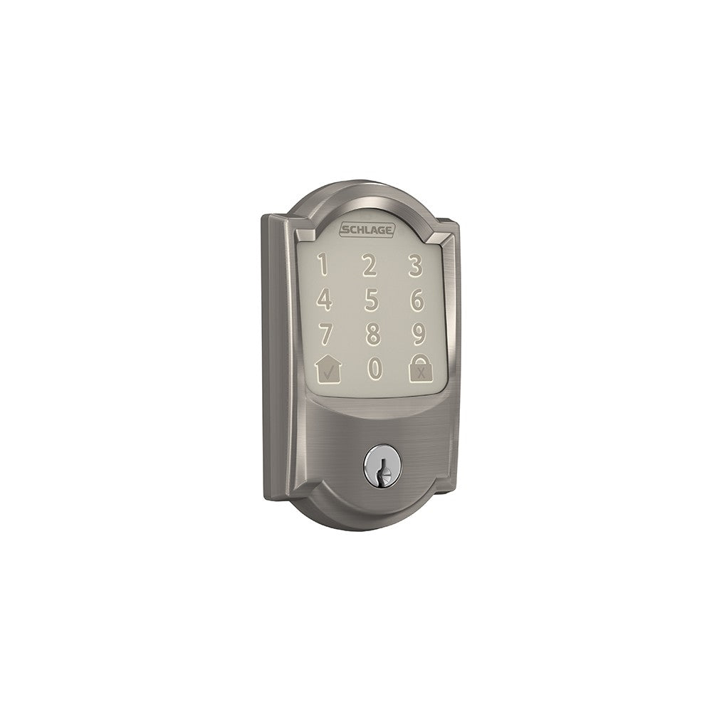 Schlage (Allegion Brand) BE489WBCCAM 619 | Smart Wi-Fi Deadbolt Pushbutton Lock, Function, Deadbolt, Intermittent-Duty, Camelot Lever