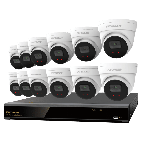 Seco-Larm DRN-K116-12 | NVR and Camera Kit — 4K 16-Channel NVR + 12 IP 5MP Cameras + 4TB HDD