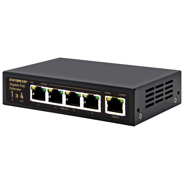 Seco-Larm NR-P401E-TQ | 1-Input to 4-Outputs Gigabit PoE+ Extender