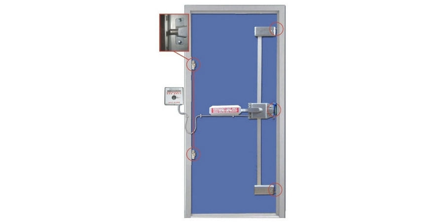 Securitech Group Inc TEL-MD21 | Self-Relocking Panic Alarm Device, Wide Stile and Solid Door Applications, US32D Satin Stainless Steel