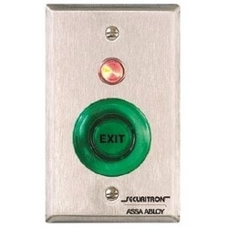 Securitron Magnalock Corp PBA | Pushbutton, Illuminated, Alternate, 1-Gang, Dpst, 7 Ampere, 4-1/2" X 2-3/4", Stainless Steel Plate, With Interchangeable Red/Green Lens