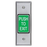 Security Door Controls 413MNU | Illuminated Exit Switch, Narrow, Momentary, Dpdt, Integrated, Push To Exit Legend, 5 Ampere At 12/24 Volt Dc, 30 Second Timer, 1-3/4" W X 4-1/2" H, Stainless Steel