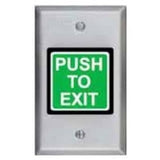 Security Door Controls 424U | Illuminated Exit Switch, 1-Gang, Momentary, Dpdt, Push To Exit Legend, 5 Ampere At 12/24 Volt Dc, 2-7/8" W X 4-1/2" H, Stainless Steel, Green