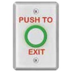 Security Door Controls 463U | Exit Switch, 1-Gang, Spdt, Integrated, Vandalproof, Push To Exit Legend, 3 Ampere At 12/24 Volt Dc, 1 To 30 Second, 2.75" W X 1.25" D X 4.5" H, Stainless Steel