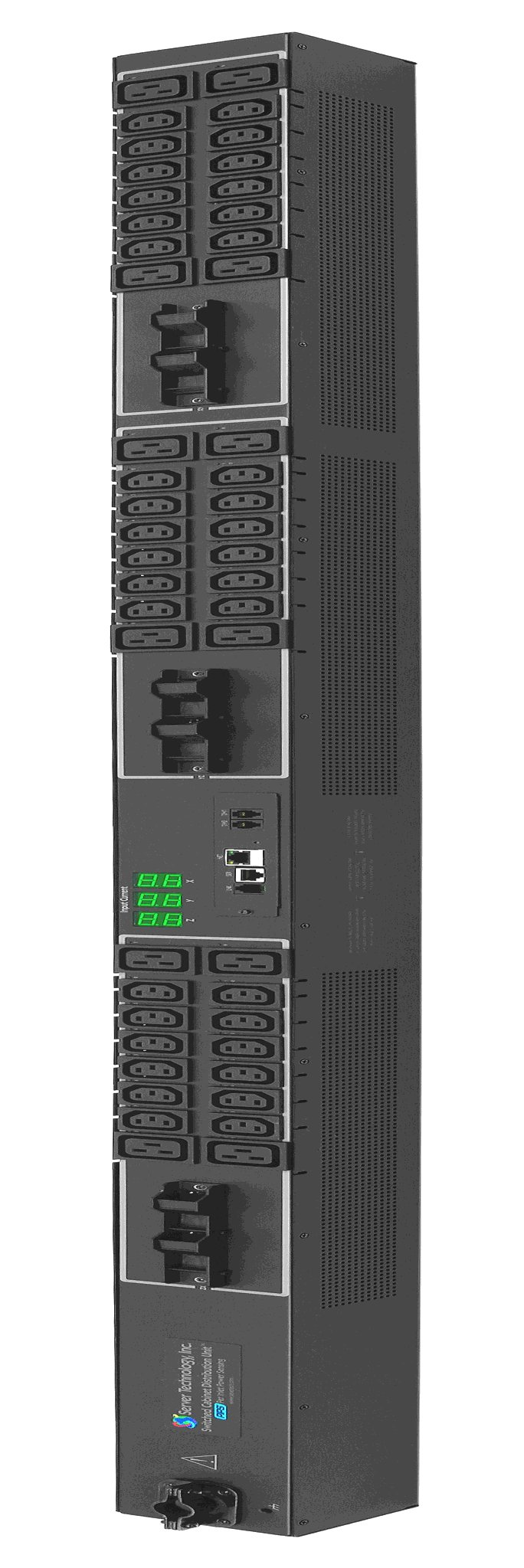 Servertech CW-48VYM325A1 | Sentry 0U Rack Mount Switched CDU With PIPS, Input: 2208 Volt, 3-Phase Wye, 50/60 Hz, 30 Amp, Input Cord: NEMA L21-30P Plug