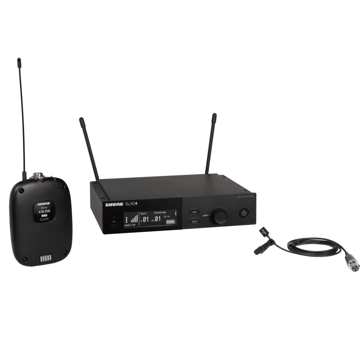 Shure Bros SLXD14/93-G58 | Single BP Sys.With WL93 Lav. 470-514MHz