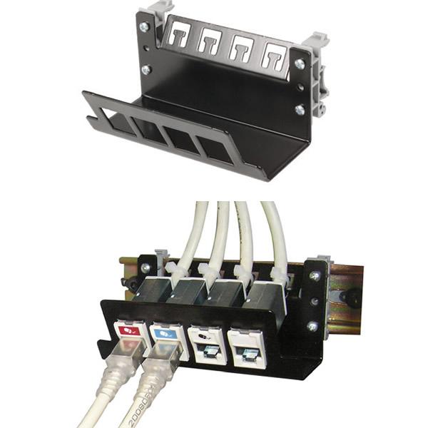 Siemon Company DIN-PNL-04-01 | Patch Panel, Black, 16 ga. Steel, DIN Rail Mount, 4 Port