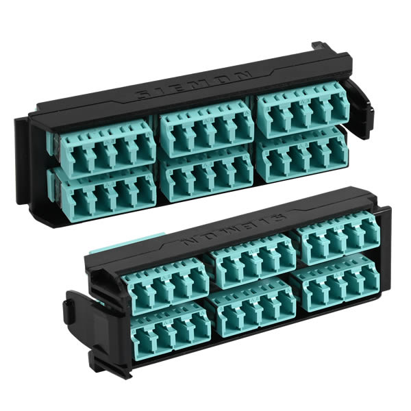 Siemon Company LVA12-LSQ-BC-A | Fiber Adapter Plate, Black, LC Shuttered Connector, 12 Fiber, Thermoplastic, Panel-Mount