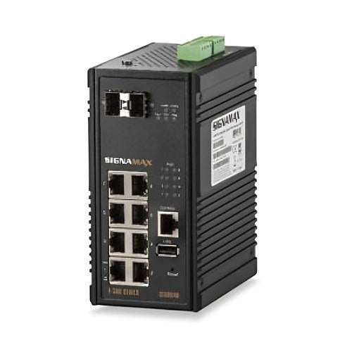 Signamax FO-SI30040 | PoE+ Switch, 10-Port, (8) 10/100/1000 PoE+ RJ45, (2) SFP Ports, 48 to 57 VDC