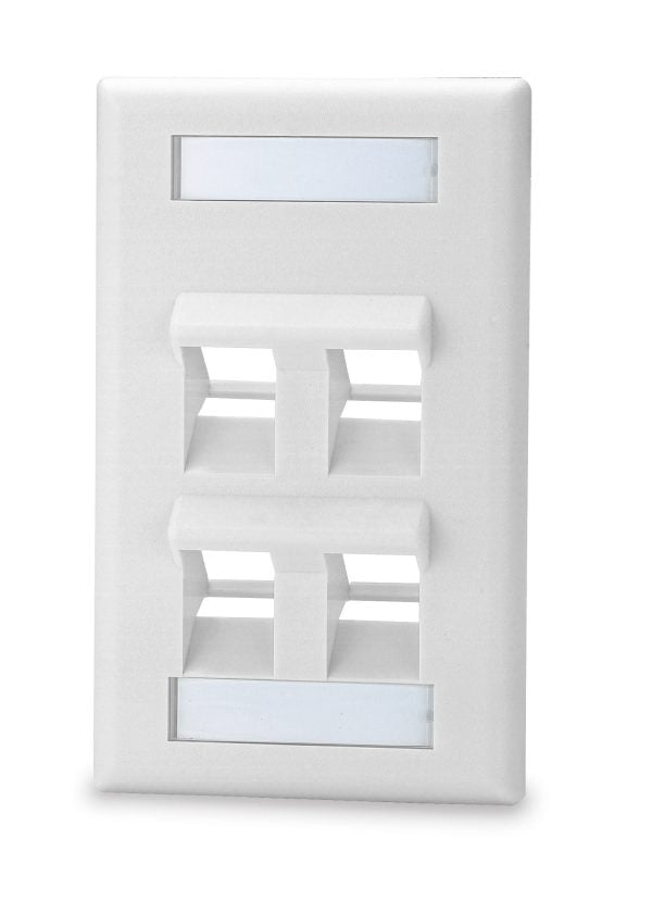 Signamax SKFLA-4-WH | Angled Faceplate, 4-Port, 1-Gang, White