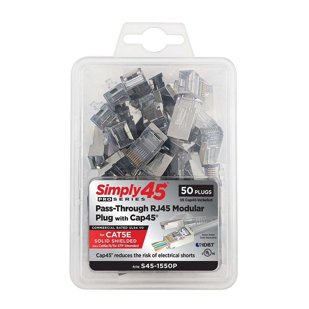 Simply45 Llc S45-1550P | ProSeries Pass-Through Shielded RJ45 Plug, Cat5e STP