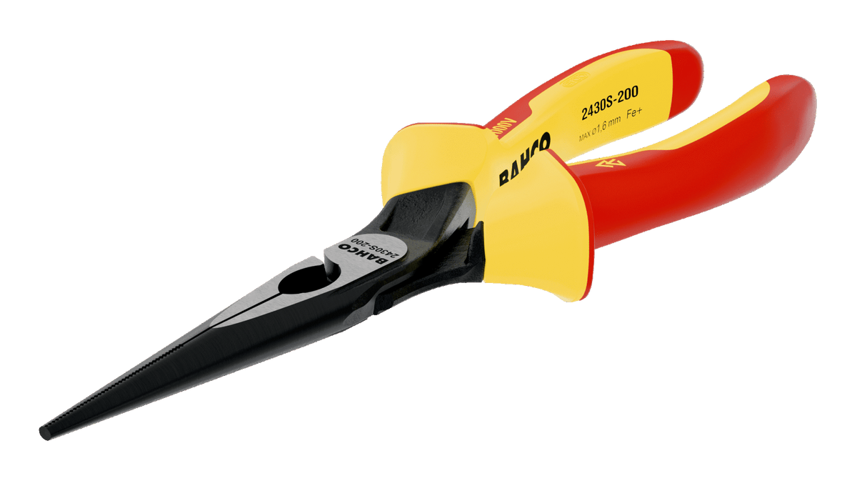 Williams 2430 S-200 | ERGO Snipe Nose Pliers with Insulated Dual-Component Handles and Phosphate Finish (200 mm)