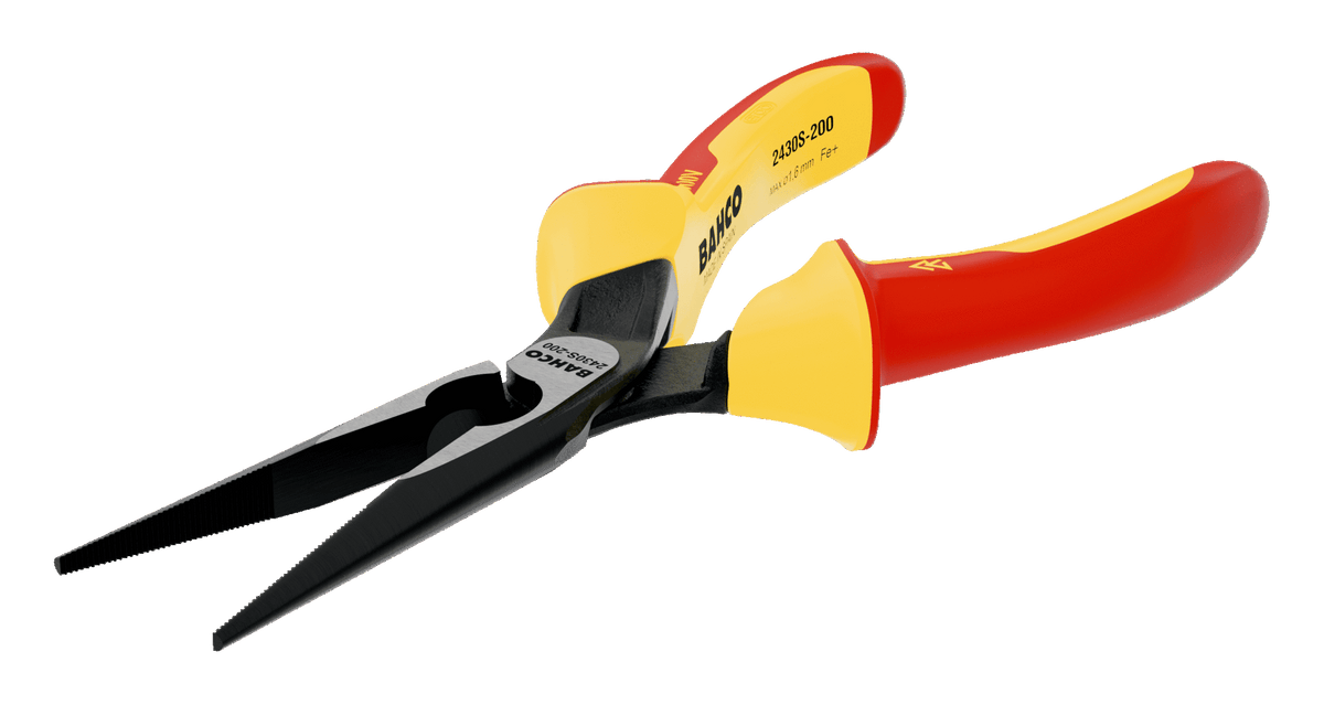 Williams 2430 S-200 | ERGO Snipe Nose Pliers with Insulated Dual-Component Handles and Phosphate Finish (200 mm)