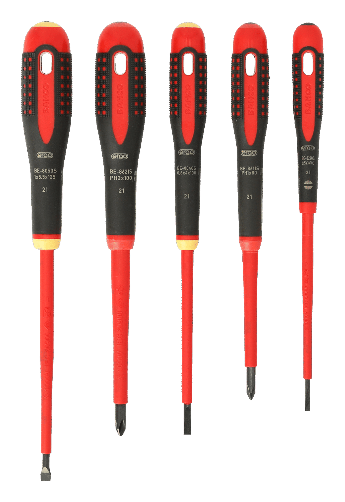 Williams BE-9881S | ERGO VDE Insulated Slotted and Phillips Screwdriver Set with 3-Component Handle - 5 Pcs