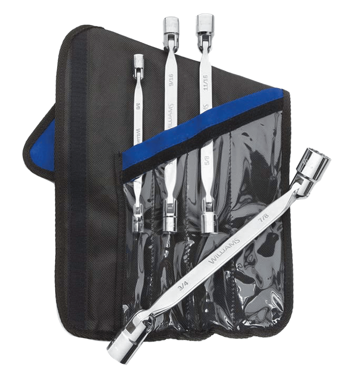 Williams JHW12691 | High Polish Chrome Finish Double Flex Head Wrench 4 Piece Set