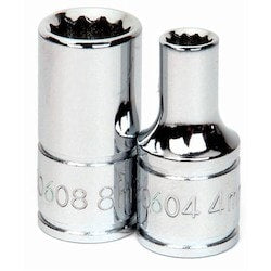 Williams JHW30612A | 1/4 Drive Shallow Socket, High Polished Chrome Finish, 12 Point, Metric, 12