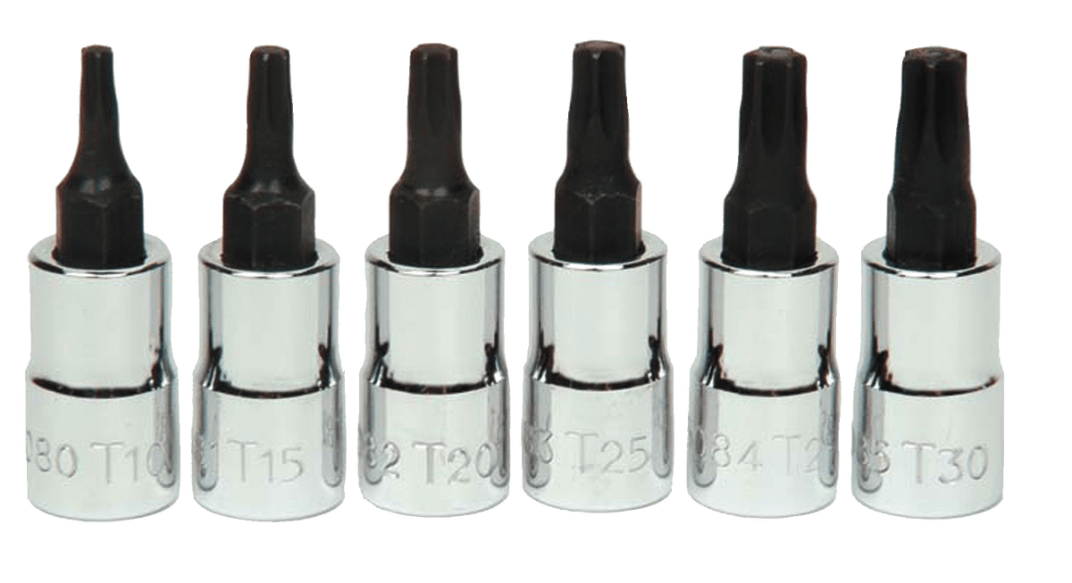 Williams JHW30908 | 1/4 Drive Torx Bit Socket, High Polished Chrome Finish, Set, 6 Pieces