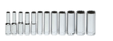 Williams JHW30941 | 1/4 Drive Deep Socket, High Polished Chrome Finish, Set 12 Point 12 Piece
