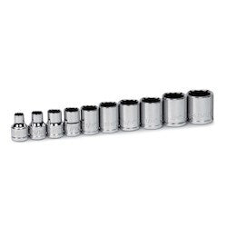 Williams JHW31927 | 10 Piece 3/8" Drive Shallow 12 Point Socket Set on Clip Rail