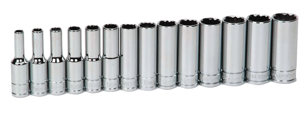 Williams JHW31936 | 3/8 Drive Deep Socket Set, 12 Point, Metric, 14 Pieces