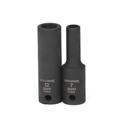 Williams JHW35418 | 3/8 Drive 18 mm Deep Impact Socket 12 Point, Black Industrial Finish